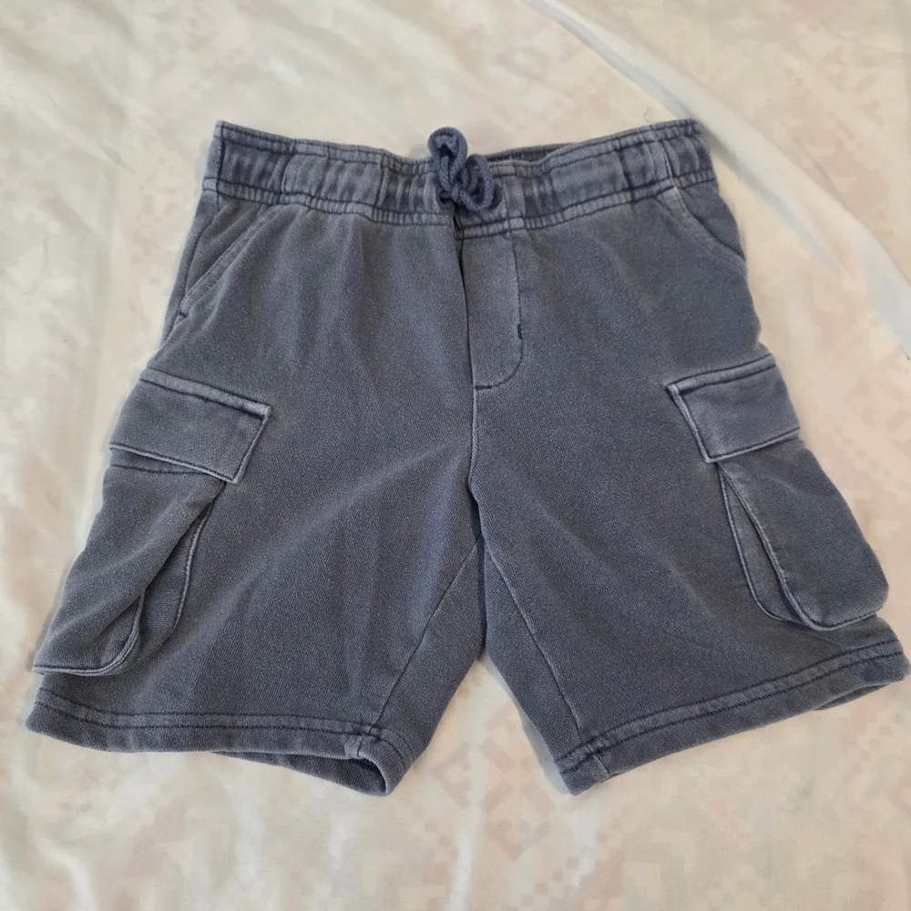 Janie and Jack Boys Cargo Sweat Shorts Kids Size 5 Blue Cotton Blend Pull On